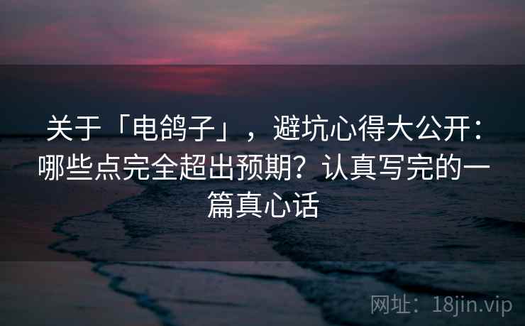 关于「电鸽子」，避坑心得大公开：哪些点完全超出预期？认真写完的一篇真心话